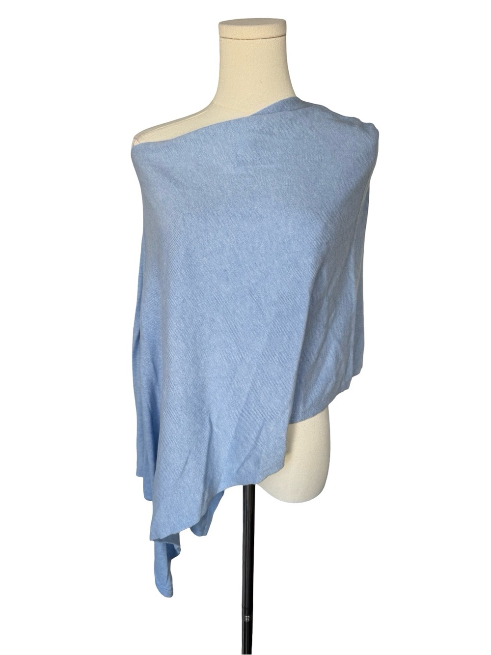 Alashan Cashmere Light Blue Asymmetric Poncho NWT